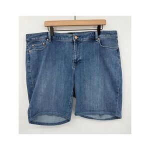 Talbots Shorts 18W Blue Denim Jean Girlfriend Denim Short 9" Inseam Stretch